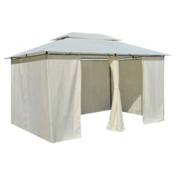 Berkfield Home Garden Marquee with Curtains 4x3 m White - thumbnail 4