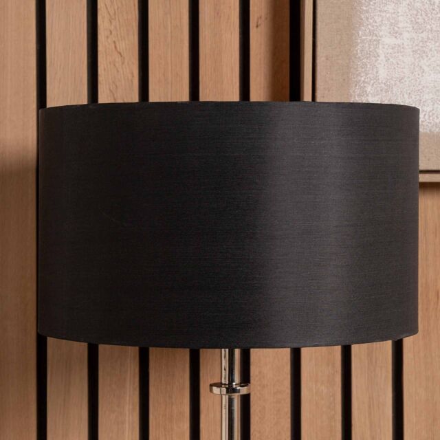 Ruma Black Silk Lined Cylinder Shade for Table Lamps - Size: 16 inches - image 1