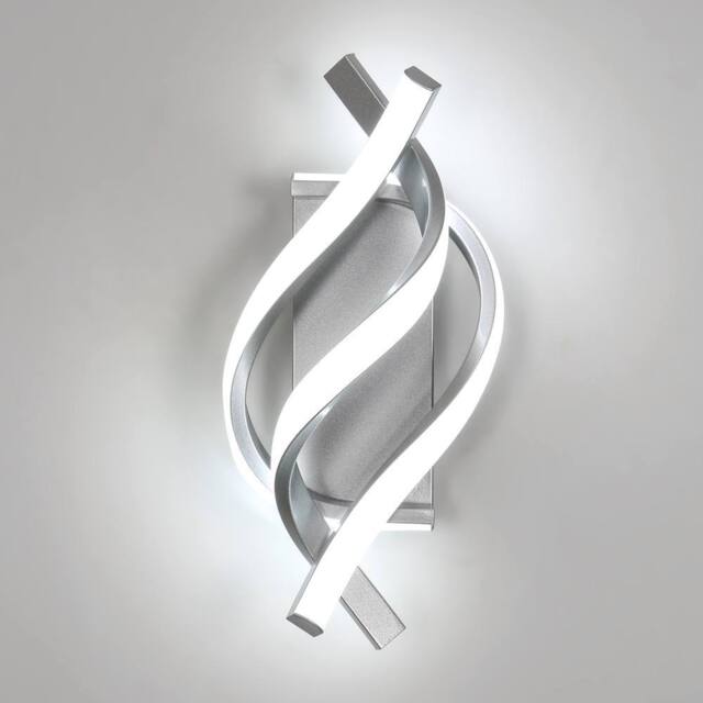 Pheashine Silver LED Wall Light, 22W 6500K Cool White, Modern Twisted Indoor - image 1