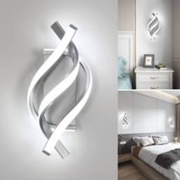 Pheashine Silver LED Wall Light, 22W 6500K Cool White, Modern Twisted Indoor - thumbnail 2
