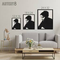 "Artery8 Stylised Portrait of a Woman De Mesquita Framed Canvas Wall Art Print in Black - Size: W18"" x H24""" - thumbnail 4