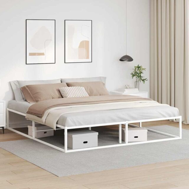 Berkfield Home Bed Frame without Mattress White 180x200 cm Super King Metal - image 1