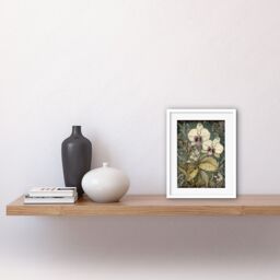 "Artery8 Wall Art Print William Morris Style White & Purple Orchid Artwork Framed 9X7 Inch - Size: W7"" x H9""" - thumbnail 2