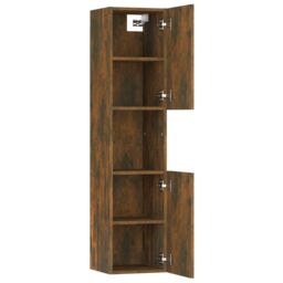 Berkfield Home Bathroom Cabinet Smoked Oak 30x30x130 cm Engineered Wood in Brown - Size: 30 x 30 x 130 cm - thumbnail 6