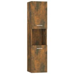 Berkfield Home Bathroom Cabinet Smoked Oak 30x30x130 cm Engineered Wood in Brown - Size: 30 x 30 x 130 cm - thumbnail 2