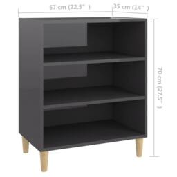 Berkfield Home Sideboard High Gloss Grey 57x35x70 cm Engineered Wood - Size: 57 x 35 x 70 cm - thumbnail 6