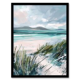 "Artery8 Path to Luskentyre Beach Isle of Harris Scotland Framed Art Print in Blue - Size: W12"" x H16""" - thumbnail 1