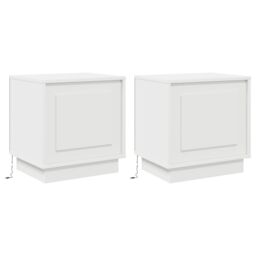 Berkfield Home Bedside Cabinets with LED Lights 2 pcs White 44x34, 5x45 cm - thumbnail 2