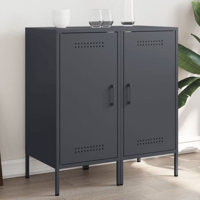 Berkfield Home Sideboards 2 pcs Anthracite 36x39x79 cm Steel - Size: 36 x 39 x 79 cm - image 1