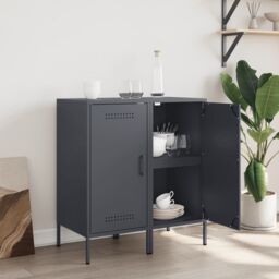 Berkfield Home Sideboards 2 pcs Anthracite 36x39x79 cm Steel - Size: 36 x 39 x 79 cm - thumbnail 3