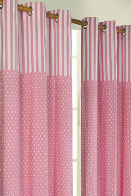 Homescapes Polka Dots Pink Ready Made Eyelet Curtain Pair - Size: 140 cm width x 229 cm drop - image 1