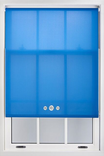 Furnished Blue Daylight Roller Blind with Triple Chrome Round Eyelets - Trimmable Window Shade - Size: 60 cm width x 210 cm drop - image 1
