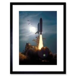 "Artery8 NASA Space Science Shuttle Discovery Launch 1994 Framed Wall Art Print in Blue - Size: W12"" x H16""" - thumbnail 1
