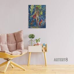 "Artery8 Huntsman With Two Dogs Arnold Weisz Kubincan Canvas Wall Art in Blue - Size: W18"" x H24""" - thumbnail 3