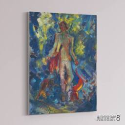 "Artery8 Huntsman With Two Dogs Arnold Weisz Kubincan Canvas Wall Art in Blue - Size: W18"" x H24""" - thumbnail 2