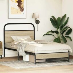 Berkfield Home Bed Frame without Mattress 90x200 cm Sonoma Oak Engineered Wood in Brown - thumbnail 4