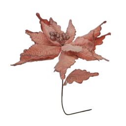 Samuel Alexander 68cm Frosted Light Coral Pink Poinsettia Stem Christmas Decoration - thumbnail 6