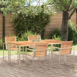 Berkfield Home Outdoor Dining Table 180x90x75 cm Solid Wood Teak in Brown - Size: 180 x 90 x 75 cm - thumbnail 2