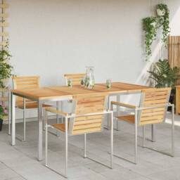 Berkfield Home Outdoor Dining Table 180x90x75 cm Solid Wood Teak in Brown - Size: 180 x 90 x 75 cm - thumbnail 4