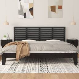 Berkfield Home Wall Headboard Black 166x3x63 cm Solid Wood Pine - Size: 166 x 3 x 63 cm - thumbnail 1