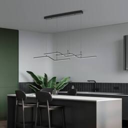 NIVOR 3 LED Wave Chandeliers Ceiling Light 150cm Adjustable Pendant Light in Black - thumbnail 7
