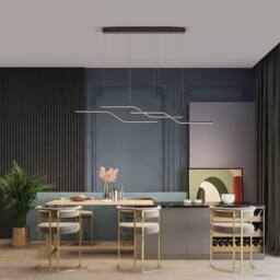 NIVOR 3 LED Wave Chandeliers Ceiling Light 150cm Adjustable Pendant Light in Black - thumbnail 6