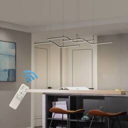 NIVOR 3 LED Wave Chandeliers Ceiling Light 150cm Adjustable Pendant Light in Black - thumbnail 1