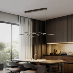 NIVOR 3 LED Wave Chandeliers Ceiling Light 150cm Adjustable Pendant Light in Black - thumbnail 4