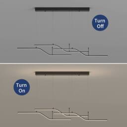 NIVOR 3 LED Wave Chandeliers Ceiling Light 150cm Adjustable Pendant Light in Black - thumbnail 9