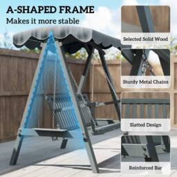 OUTSUNNY 2 Seater Garden Swing Seat with Canopy, Grey - thumbnail 5