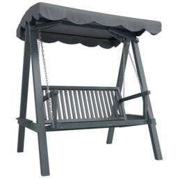 OUTSUNNY 2 Seater Garden Swing Seat with Canopy, Grey - thumbnail 2
