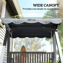 OUTSUNNY 2 Seater Garden Swing Seat with Canopy, Grey - thumbnail 4