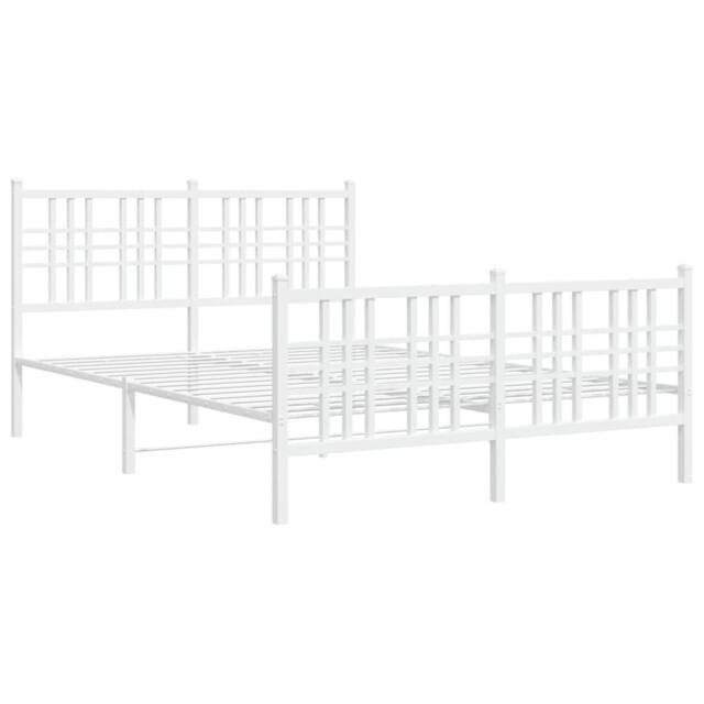 Berkfield Home Metal Bed Frame without Mattress with Footboard White 140x190cm - Size: 140x190 cm - image 1
