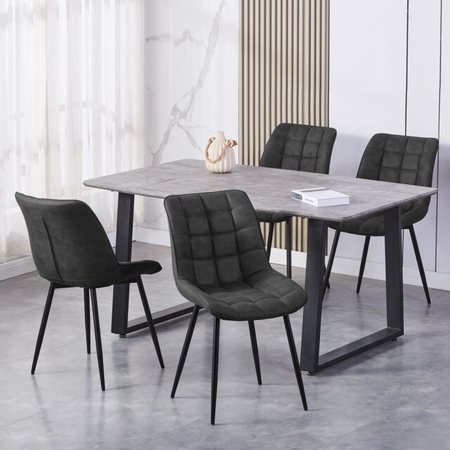 MCC Direct Set of 2 Suede Effect Dining Chairs Accent Chair - Alba in Charcoal - image 1