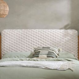 Birlea Hatti White Faux Fur & Natural Wooden Bed Frame Double size in Off-White - thumbnail 8
