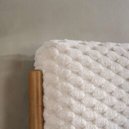 Birlea Hatti White Faux Fur & Natural Wooden Bed Frame Double size in Off-White - thumbnail 3