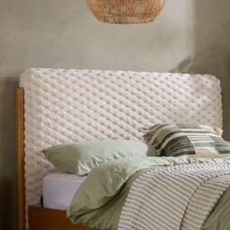 Birlea Hatti White Faux Fur & Natural Wooden Bed Frame Double size in Off-White - thumbnail 4