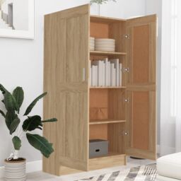 Berkfield Home Book Cabinet Sonoma Oak 82.5x30.5x150 cm Engineered Wood in Brown - thumbnail 3