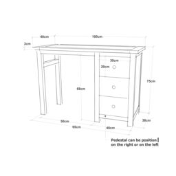 Cabinet Bits Lucca 3 Drawer Desk - Dressing Table Brass Drop Handle in Light Brown - thumbnail 6