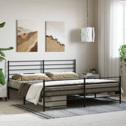 Berkfield Home Metal Bed Frame with Headboard & Footboard Black 200x200 cm - thumbnail 4