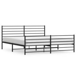 Berkfield Home Metal Bed Frame with Headboard & Footboard Black 200x200 cm - thumbnail 1