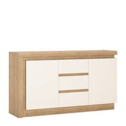 Wyld Haus Hjorring Natural Oak & White Sideboard 2 Doors 3 Drawers - thumbnail 2