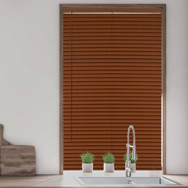 Blinds Outlet Woodgrain effect PVC venetian blinds in Dark Brown - Size: 90 cm width x 210 cm drop - image 1
