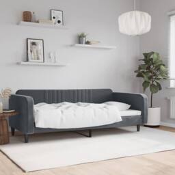 Berkfield Home Modern Day Bed Dark Grey 90x190 cm Velvet - thumbnail 2