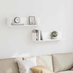 Berkfield Home Wall Shelves 2 pcs White 75x16.5x16.5 cm Engineered Wood - thumbnail 3