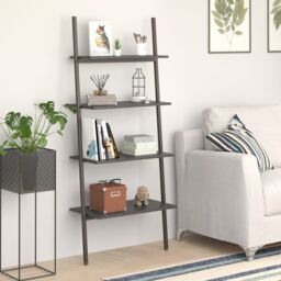 Berkfield Home 4-Tier Leaning Shelf Black 64x34x150.5 cm