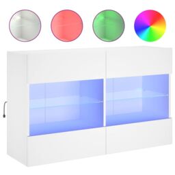 Berkfield Home TV Wall Cabinet with LED Lights White 98.5x30x60.5 cm - thumbnail 2