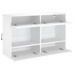Berkfield Home TV Wall Cabinet with LED Lights White 98.5x30x60.5 cm - thumbnail 8