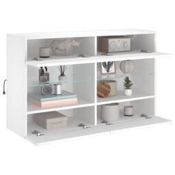 Berkfield Home TV Wall Cabinet with LED Lights White 98.5x30x60.5 cm - thumbnail 6