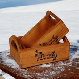 "Minster ""Merry Christmas"" - Wooden Crates (Set of 2) in Brown - Size: 1 Pack" - thumbnail 2